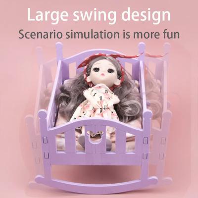 Wooden Doll House Bed Baby Crib for 6 inch Dolls Must-Have Doll Accessories for Kids