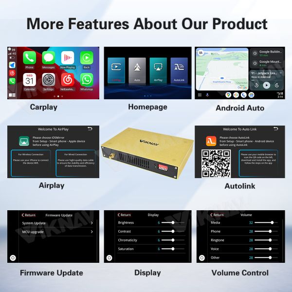 Viknav Linux Interface Box for Chevrolet Corvette C7 2013-2019 Wireless CarPlay Decoder Android Auto GPS Navigatipn Original Car Radio Screen