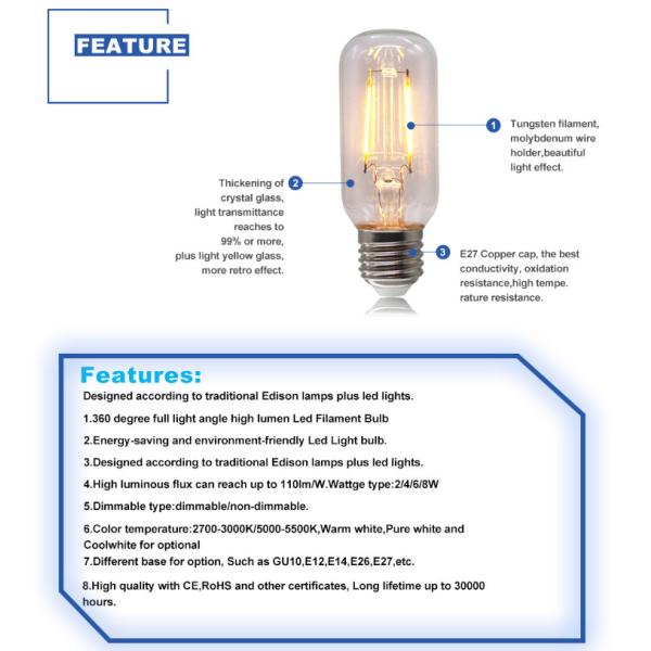 Нить шариков 2W 4W 6W 8W нити СИД T45 E27 Edison привела шарик