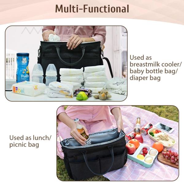 3 Ways Use Baby Stroller Organizer Bag Handbag 38*28*10cm