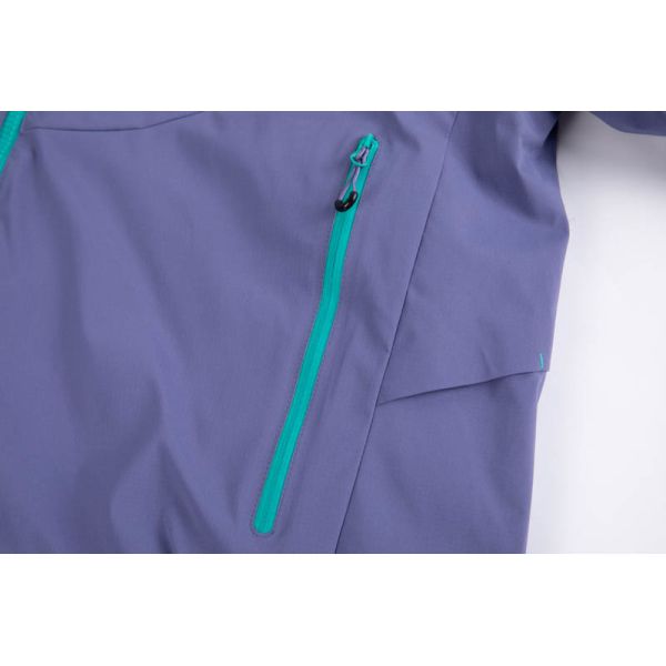 Men's Waterproof Polyester Softshell Jacket with Grid Fleece Lining and Wind-Repellent Hooded Design
