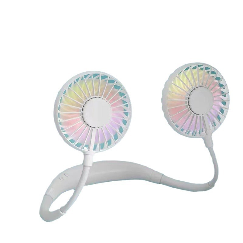 Cute / Portable Hands Free Neck Fan Foldable Handheld 2 In 1 Cooling Fan