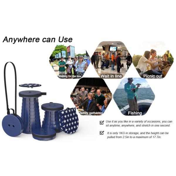 Retractable Folding Stool, Collapsible Telescoping Foldable Stool For Adults For Outdoor Fishing Hiking Gardenin