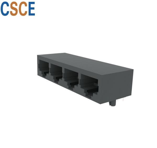 5921 Series Flat Pin RJ45 Multi Port 4 Ports Tab Up 8 Pin 8 Contacts With Registration Mast