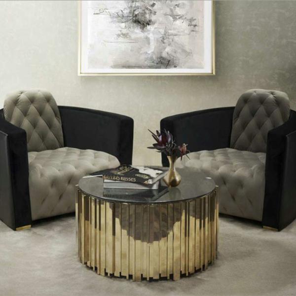 tabela luxuosa do centro da sala de visitas de 45x57cm para Sofa Round Side Metal Base preto