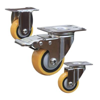 rodas amarelas do rodízio de 176lbs 75mm SS para troles do alimento