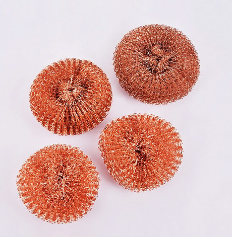 Antibacterial Pure Copper Mesh Wool , Strong Decontamination Scouring Pads Bulk