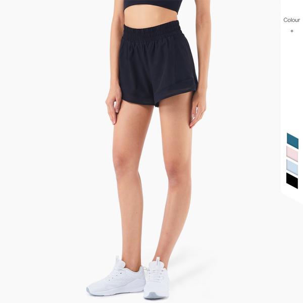 O short anti-bacteriano de Mesh Double Layer Ative Yoga do verão malha o short do bolso