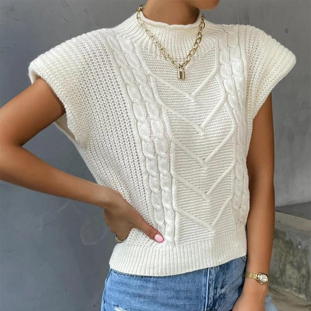 Breathable Sleeveless Turtleneck Pullover Sweater Vest for Women