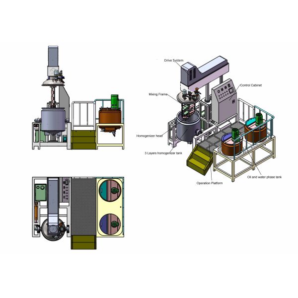 Efficient 100L-1000L Stainless Steel Electric Steam Mixing Tank Homogenizing Emulsifier Machine