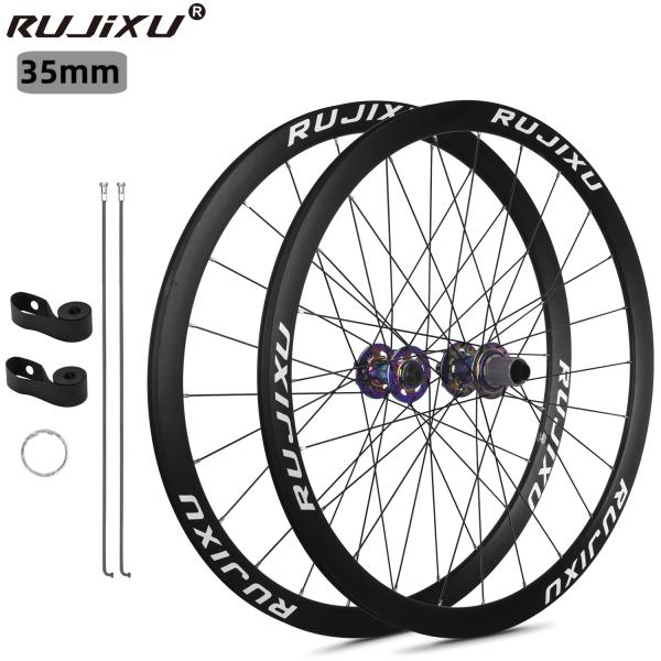 RUJIXU High Quality 700C 35mm Road Bike Wheelset Disc Brake Circular Spokes Clincher Aluminum Alloy Bicycle Wheel
