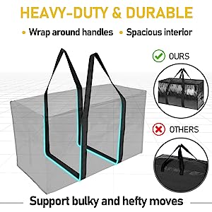 Oversized Moving Bags With Reinforced Handles, Heavy-Duty Storage Tote For Clothes, Moving Supplies (Clear, 2-Pack)