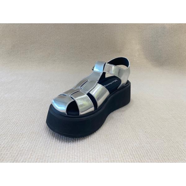 Velvet Upper Silver Flatform Sandals Thick Soled Platform Sport Sandals