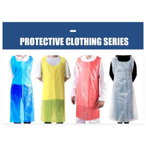 Hubei Haixin Disposable Blue and White PE Apron Waterproof LDPE Material Kitchen Sleeveless Plain Style for Cleaning Wholesale