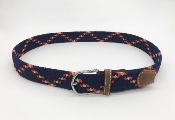 Unisex Dark Blue 3.5cm Mens Elastic Stretch Belts With Nickel Pin Buckle