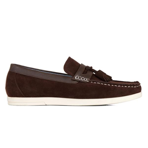 Durable Men's Casual Shoes Tassels Flat Loafer Mens Brown Leather Driving Shoes