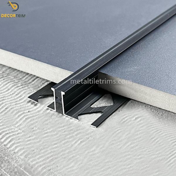 1/2'' 12mm Matt Black Expansion Joint Profile With Black Rubber Strip