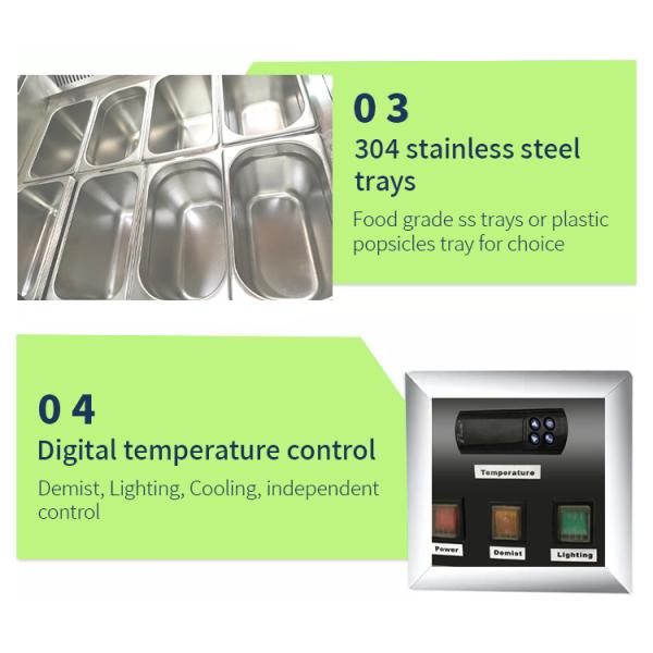 New Design 8 Trays Commercial  Ice Cream Gelato Display Freezer With Defrost System and Lighting