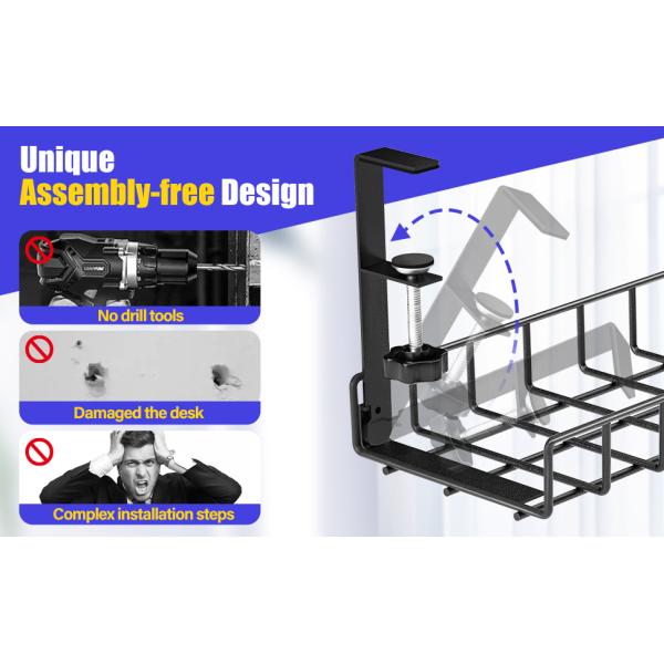 1 mm de espesor debajo de la mesa de cable de gestión de bandeja organizador de alambre con acabado revestido de energía