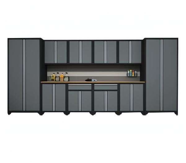 Silver Metal Tall Garage Storage Cabinet for Adjustable Workshop Tool Storage Solution