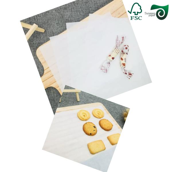 FSC 35gsm 40gsm Food Safe Coated Silicone Wrapping Paper For Baking 12 18 Inches