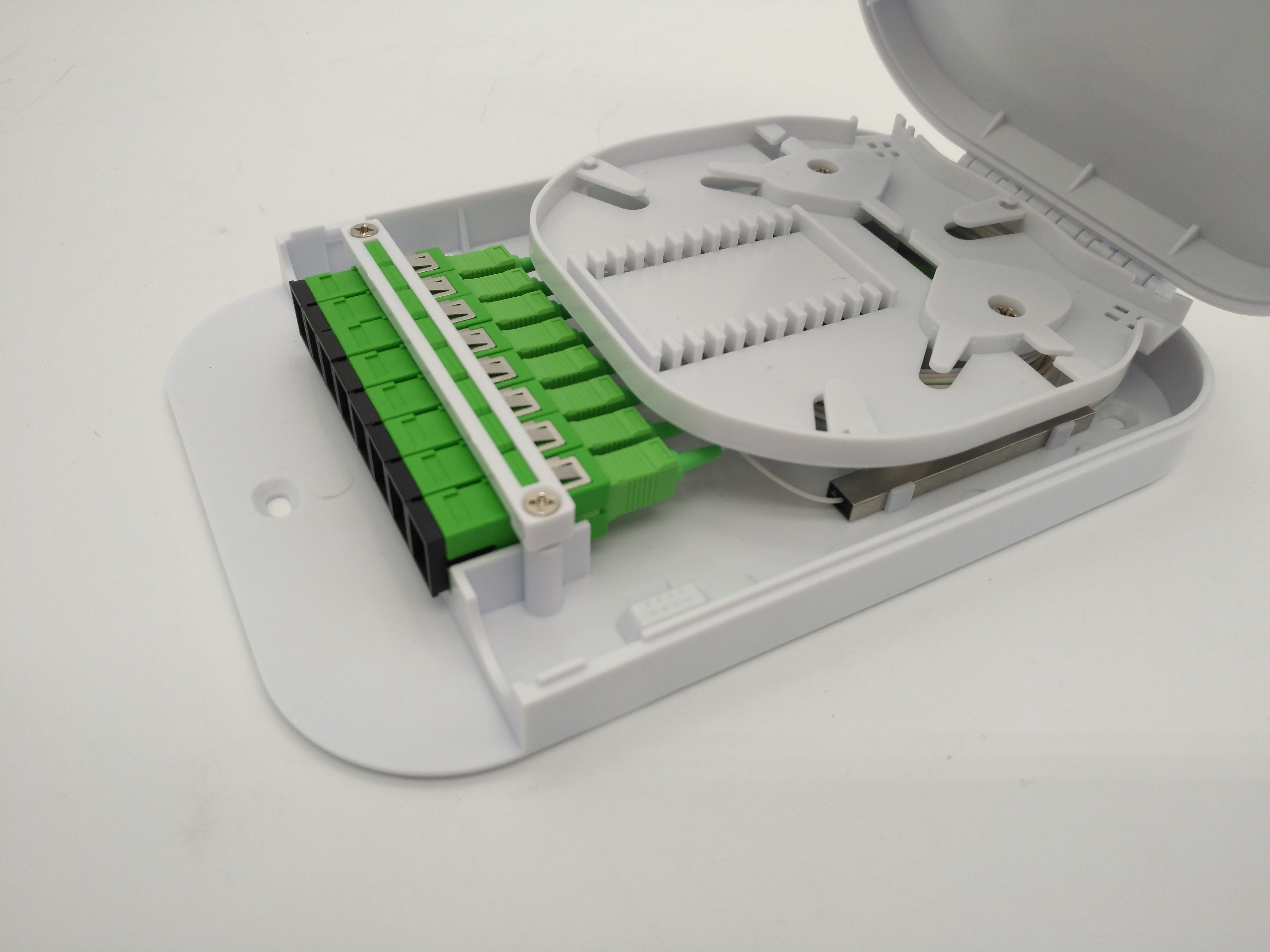 FTTH Внутренний оптический терминал 8 портов Кассетный модуль 1 * 8 Мини PLC Splitter Box