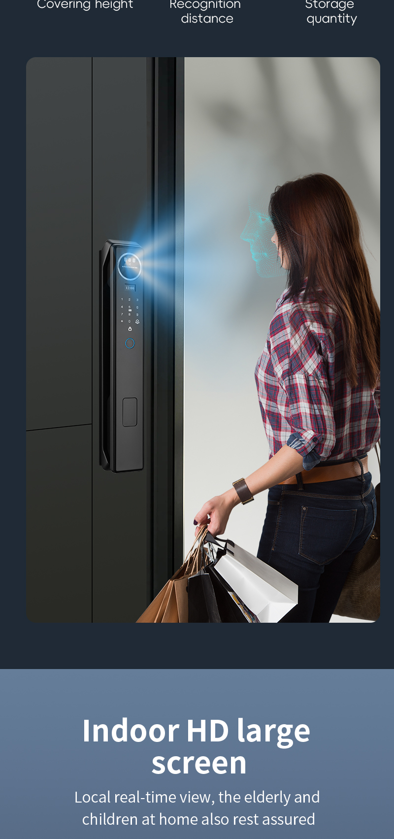 Qleung S959max Smart Door Lock with Cloud Data Storage WiFi Network and Emergency Power USB