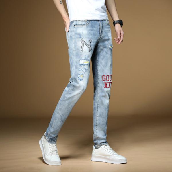 Ironing Diamond Embroidered Trousers Men Pants Wicking Light Color