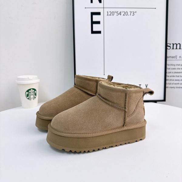 Winter Cowhide Snow Boots Plus Velvet Genuine Leather Short Boots Waterproof Non-Slip Outdoor Warm Cotton Shoes For Kids