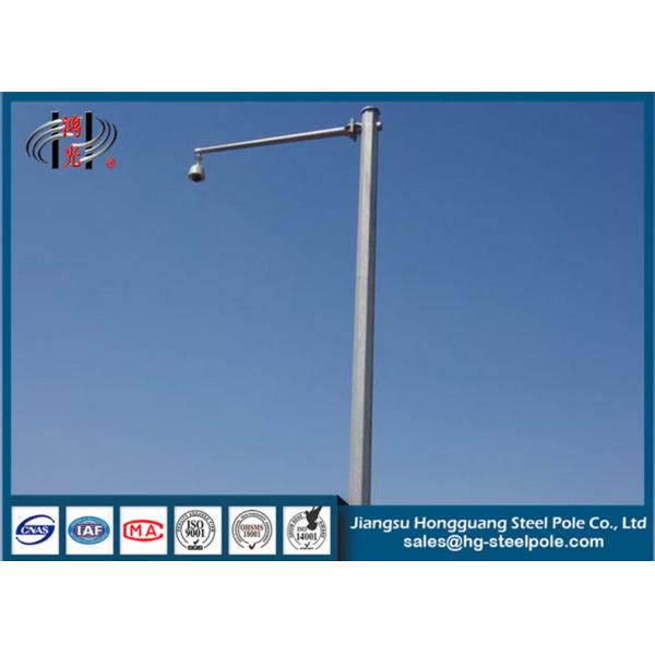 Durable CCTV Camera Pole with 1 to 10 Meters Outreach Arms Hot Dip Galvanized and Power Coated for 120 Km/h Wind Resistance