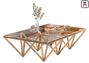 Mesa de centro de aço inoxidável superior de vidro moderada interna com base
