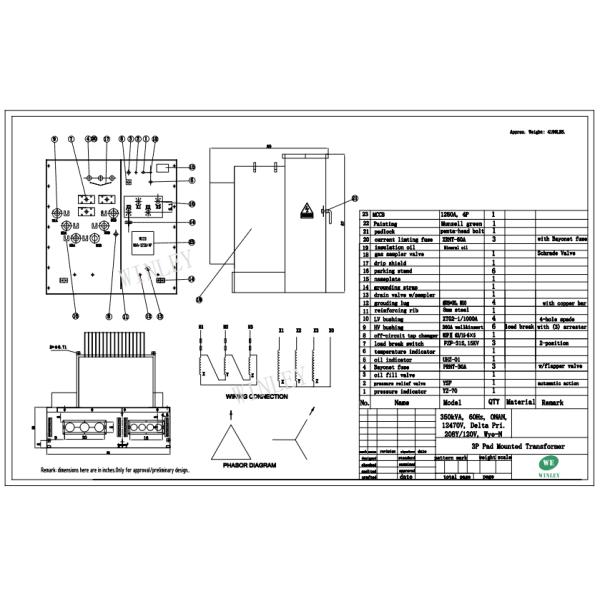 UL 350KVA Residential Pad Mounted Transformer 3 Phse Oil Immersed 12470V To 208Y ANSI C57