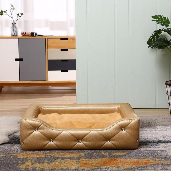 Casa de Teddy Dog House Small Dog dourada - pele de cabelo Sofa Princess Bed Removable And do animal de estimação da casota lavável