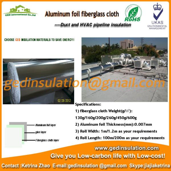 Widely use aluminum foil fiberglass cloth for heat pipe and duct