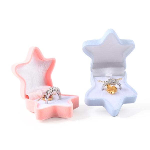 personalized hign quality flip starfish velvet ring box jewelry packaging