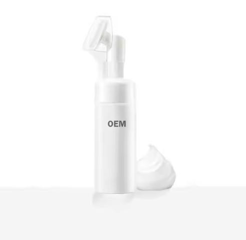 Private Label Face Skin Whitening Foaming Deep Cleansing Cleanser Face Wash With Silicone Face Brush 150ml