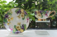 8oz Household Decor Non Toxic Fine Bone China Tea Cup Saucer Set