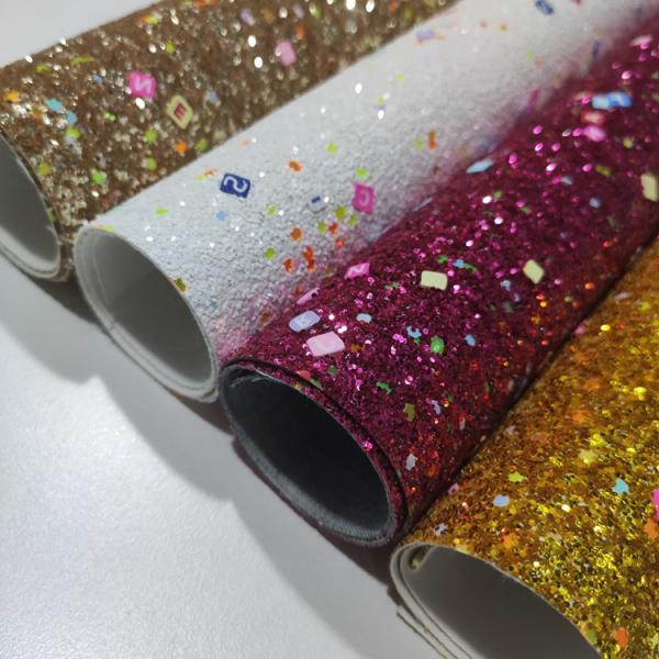 50m/Roll Polymer Clay Chunky Glitter Faux Leather Fabric