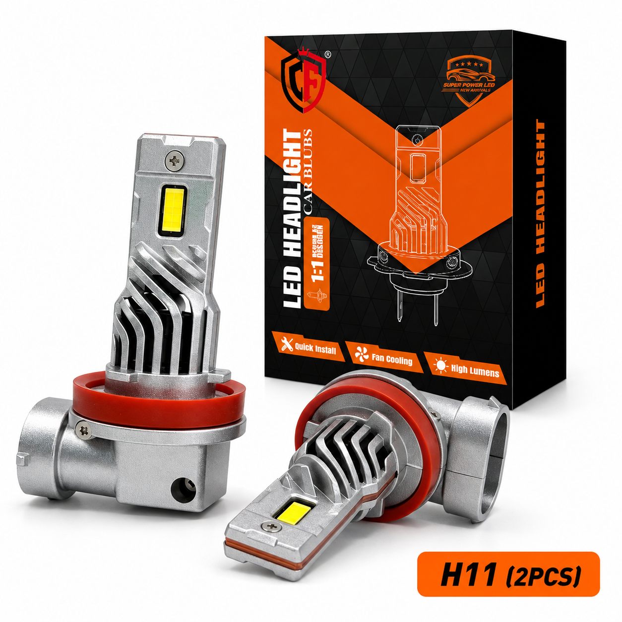 F35 LED Headlight Bulbs Plug and Play with Integrated Cooling Fan and 3300LM COB for Car Headlamp Upgrades