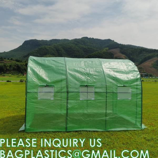 Portable Plant GreenHouse Zippered Door Windows, Galvanized Steel Hoops, Glass Greenhouse, Polycarbonate Greenhouse