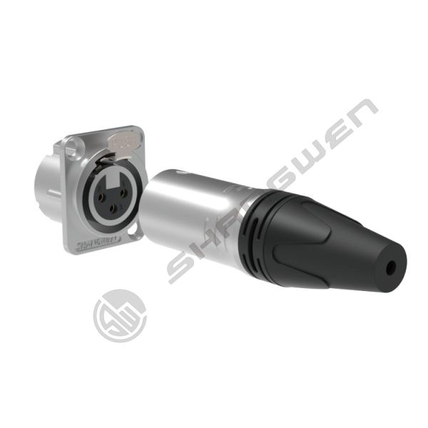 Custom Logo Outdoor Waterproof 3 Pin XLR Male Connector 7.5A Power Audio Video Female Socket with Zinc Alloy Housing