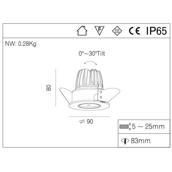 IP54 Waterproof Pinhole CITIZNE LED downlight , Bathroom use led lighting fixture