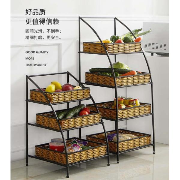 4 Layers Wooden Fruit Vegetable Display Rack Stand for Store Display Regular Size
