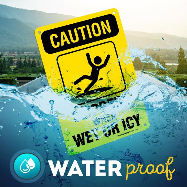 Aluminum Photoluminescent Safety Products Caution Slippery Signs for Wet Icy Floor