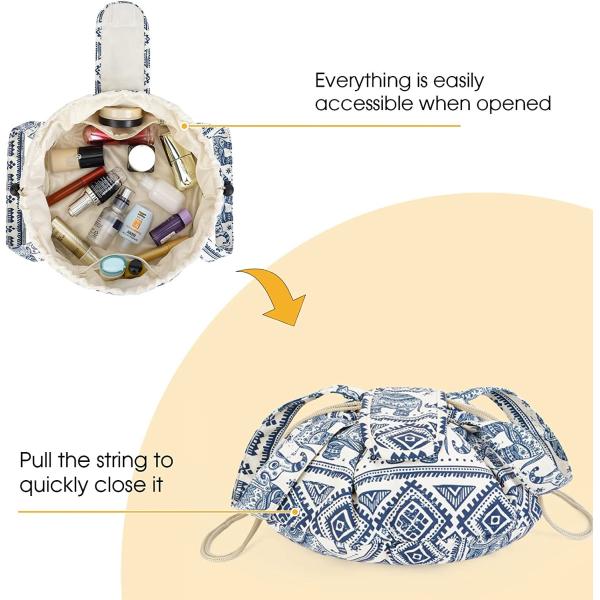 Multi-functional and waterproof  Drawstring Makeup Bag Large Cosmetic Bag Women Toiletry Organizer for Travel