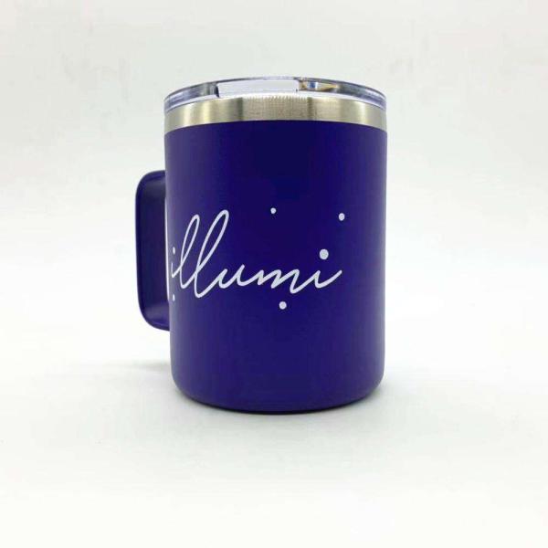 Double Wall 12oz Stainless Steel Insulated Coffee Mug With Handle / Sliding Lid