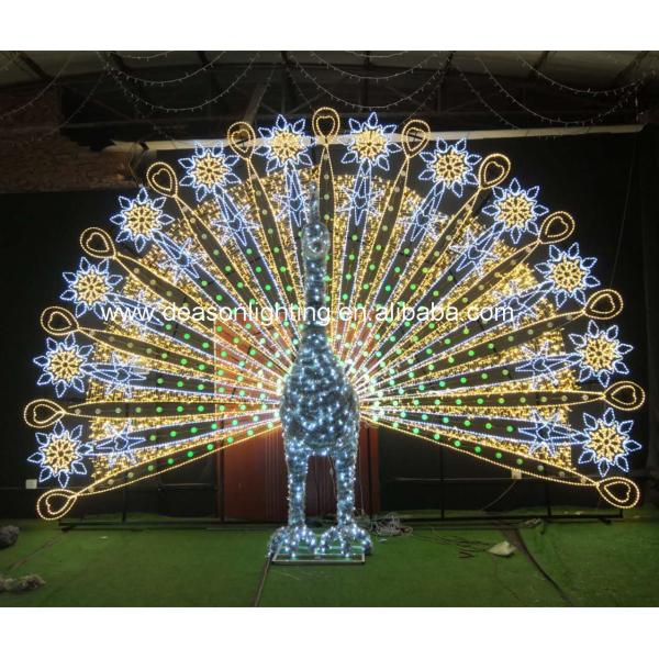 New Christmas Wedding Festival Outdoor Large Size 3D LED Sculptures Peacock Motif Light For Sale