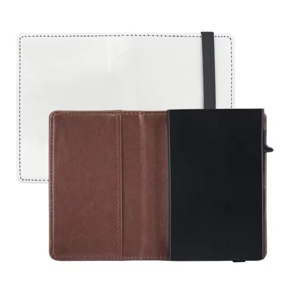 Sublimation Pu Leather Card Holder Automatic Pop Up With Aluminum Alloy Card Slots