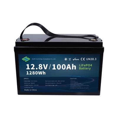 Hertz 12100 12,8V 100Ah Bateria de ferro de lítio fosfato, 1280Wh LiFePO4 Bateria de ciclo profundo para uso em série e paralelo