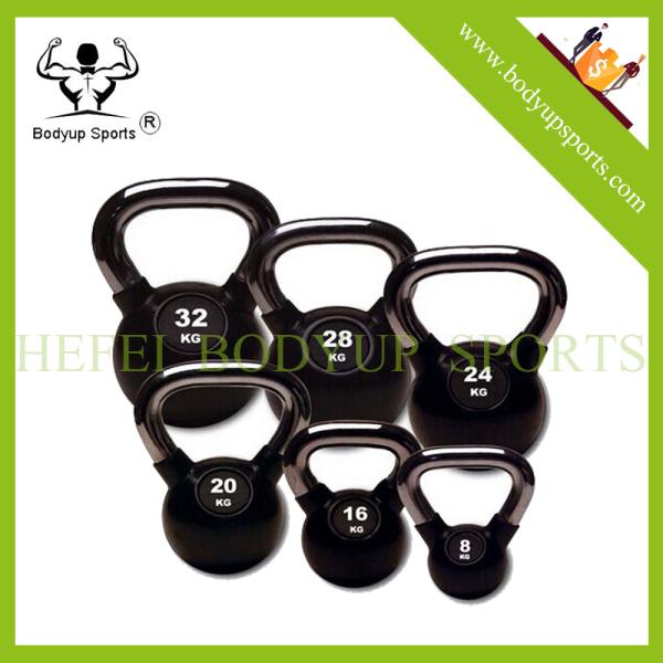 Chromed Cast Iron Handle Fitness Equipment Kettlebells With Rubber Bottom
